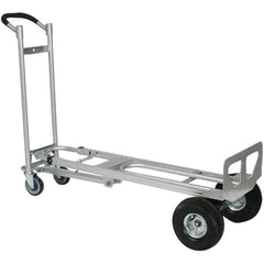 Wesco Industrial Products - 750 Lb Capacity 52" OAH 3 Position Hand Truck - 12 x 51" Base Plate, Continuous Handle, Aluminum, Full Pneumatic Wheels - Americas Industrial Supply