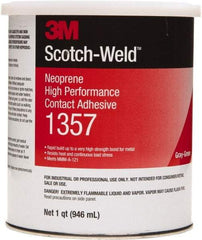 3M - 1 Qt Can Green Contact Adhesive - 1357 1QT HIGH PERFRMNC SCOTCHGRIP CONTACT ADHESV - Americas Industrial Supply