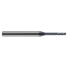 ‎0.025″ Dia. × 1/8″ Shank × 0.075″ DOC × 1-1/2″ OAL, Carbide AlTiN, Standard , 4 Flute, Ballnose End Mill - Exact Industrial Supply