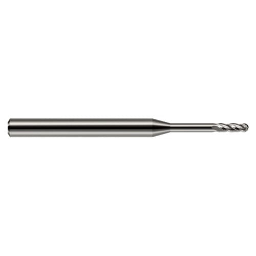 ‎0.055″ Dia. × 1/8″ Shank × 0.165″ DOC × 1-1/2″ OAL, Carbide Uncoated, Standard , 4 Flute, Ballnose End Mill - Exact Industrial Supply