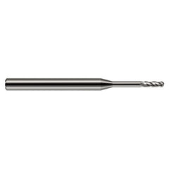 ‎0.025″ Dia. × 1/8″ Shank × 0.075″ DOC × 1-1/2″ OAL, Carbide Uncoated, Standard , 4 Flute, Ballnose End Mill