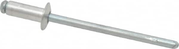 RivetKing - Size 43 Dome Head Aluminum Open End Blind Rivet - Steel Mandrel, 0.126" to 0.187" Grip, 1/4" Head Diam, 0.129" to 0.133" Hole Diam, 0.337" Length Under Head, 1/8" Body Diam - Americas Industrial Supply