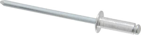 RivetKing - Dome Head Aluminum Open End Blind Rivet - Steel Mandrel, 0.188" to 1/4" Grip, 1/4" Head Diam, 0.129" to 0.133" Hole Diam, 0.4" Length Under Head, 1/8" Body Diam - Americas Industrial Supply