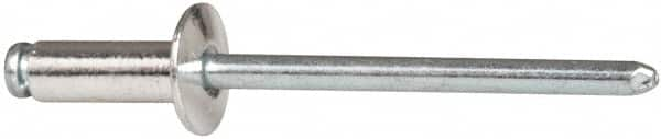 RivetKing - Size 54 Dome Head Aluminum Open End Blind Rivet - Steel Mandrel, 0.188" to 1/4" Grip, 0.312" Head Diam, 0.16" to 0.164" Hole Diam, 0.425" Length Under Head, 5/32" Body Diam - Americas Industrial Supply