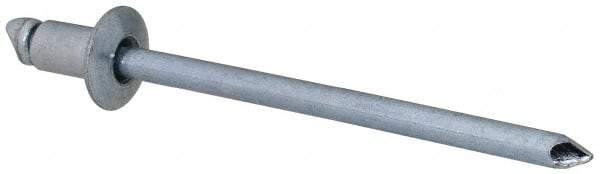 RivetKing - Size 41 Dome Head Steel Open End Blind Rivet - Steel Mandrel, 0.02" to 0.062" Grip, 1/4" Head Diam, 0.129" to 0.133" Hole Diam, 0.212" Length Under Head, 1/8" Body Diam - Americas Industrial Supply