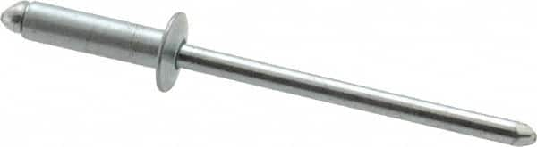 RivetKing - Size 45 Dome Head Steel Open End Blind Rivet - Steel Mandrel, 0.251" to 0.312" Grip, 1/4" Head Diam, 0.129" to 0.133" Hole Diam, 0.462" Length Under Head, 1/8" Body Diam - Americas Industrial Supply