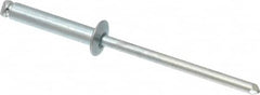 RivetKing - Size 48 Dome Head Steel Open End Blind Rivet - Steel Mandrel, 0.376" to 1/2" Grip, 1/4" Head Diam, 0.129" to 0.133" Hole Diam, 0.65" Length Under Head, 1/8" Body Diam - Americas Industrial Supply