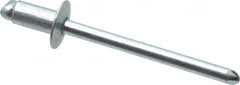 RivetKing - Size 52 Dome Head Steel Open End Blind Rivet - Steel Mandrel, 0.02" to 1/8" Grip, 0.312" Head Diam, 0.16" to 0.164" Hole Diam, 0.3" Length Under Head, 5/32" Body Diam - Americas Industrial Supply