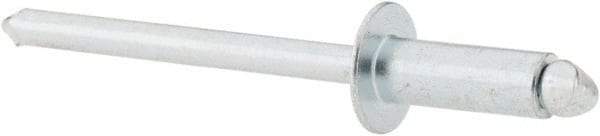 RivetKing - Size 54 Dome Head Steel Open End Blind Rivet - Steel Mandrel, 0.188" to 1/4" Grip, 0.312" Head Diam, 0.16" to 0.164" Hole Diam, 0.425" Length Under Head, 5/32" Body Diam - Americas Industrial Supply