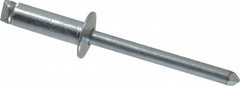 RivetKing - Size 66 Dome Head Steel Open End Blind Rivet - Steel Mandrel, 0.251" to 3/8" Grip, 3/8" Head Diam, 0.192" to 0.196" Hole Diam, 0.575" Length Under Head, 3/16" Body Diam - Americas Industrial Supply