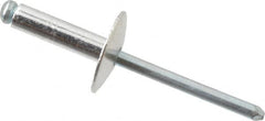 RivetKing - Size 68 Large Flange Dome Head Aluminum Open End Blind Rivet - Steel Mandrel, 0.376" to 1/2" Grip, 5/8" Head Diam, 0.192" to 0.196" Hole Diam, 0.7" Length Under Head, 3/16" Body Diam - Americas Industrial Supply