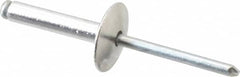 RivetKing - Size 612 Large Flange Dome Head Aluminum Open End Blind Rivet - Steel Mandrel, 0.626" to 3/4" Grip, 5/8" Head Diam, 0.192" to 0.196" Hole Diam, 0.95" Length Under Head, 3/16" Body Diam - Americas Industrial Supply