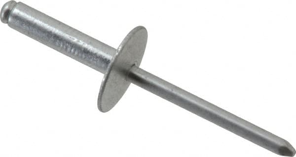 RivetKing - Size 610 Large Flange Dome Head Aluminum Open End Blind Rivet - Aluminum Mandrel, 0.501" to 5/8" Grip, 5/8" Head Diam, 0.192" to 0.196" Hole Diam, 0.825" Length Under Head, 3/16" Body Diam - Americas Industrial Supply