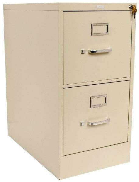 Hon - 15" Wide x 29" High x 25" Deep, 2 Drawer Vertical File with Lock - Steel, Putty - Americas Industrial Supply