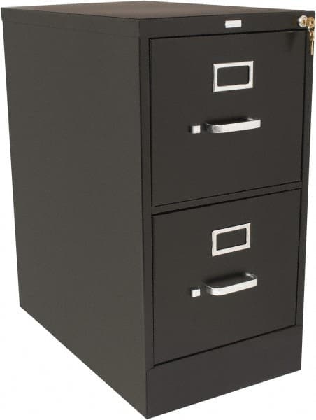 Hon - 15" Wide x 29" High x 25" Deep, 2 Drawer Vertical File with Lock - Steel, Black - Americas Industrial Supply