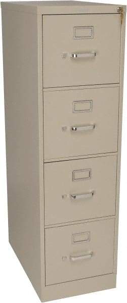 Hon - 15" Wide x 52" High x 25" Deep, 4 Drawer Vertical File with Lock - Steel, Putty - Americas Industrial Supply