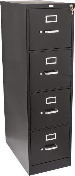 Hon - 15" Wide x 52" High x 25" Deep, 4 Drawer Vertical File with Lock - Steel, Black - Americas Industrial Supply