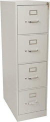 Hon - 15" Wide x 52" High x 25" Deep, 4 Drawer Vertical File with Lock - Steel, Light Gray - Americas Industrial Supply