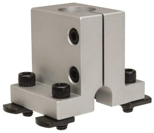 80/20 Inc. - 3 Inch Wide x 2-1/2 Inch High x 2-1/8 Inch Deep Single Shaft Stanchion Base - 1.004 Inch Hole x 0.328 Inch Bolt Hole Diameter - Americas Industrial Supply