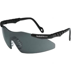 Smith & Wesson - Smoke Lenses, Framed Safety Glasses - Scratch Resistant, Black Plastic Frame, Size S, Wrap Around - Americas Industrial Supply