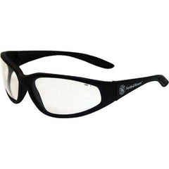 Smith & Wesson - Clear Lenses, Framed Safety Glasses - Scratch Resistant, Black Plastic Frame, Size Universal, Wrap Around - Americas Industrial Supply