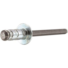 STANLEY Engineered Fastening - Size 6 Dome Head Aluminum Multi Grip Blind Rivet - Steel Mandrel, 0.251" to 1/2" Grip, 3/16" Head Diam, 0.192" to 0.205" Hole Diam, 0.116" Body Diam - Americas Industrial Supply