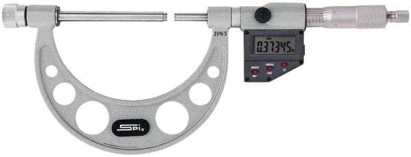 SPI - 3 Anvil, Electronic, 12 to 16 Inch Range, Carbide Face Interchangeable Anvil Micrometer - Ratchet Stop Thimble, 0.0001 Inch Resolution, 0.0004 Inch Accuracy, Includes Fitted Case - Americas Industrial Supply