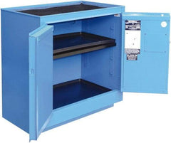 Securall Cabinets - 2 Door, 1 Shelf, Blue Steel Standard Safety Cabinet for Corrosive Chemicals - 36" High x 35" Wide x 22" Deep, Manual Closing Door, 3 Point Key Lock, 24 Gal Capacity - Americas Industrial Supply