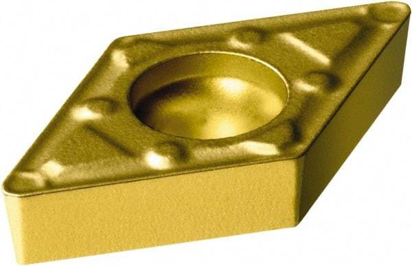 Sandvik Coromant - DCMX21.51 WF Grade 2015 Carbide Turning Insert - TiCN/Al2O3/TiN Finish, 55° Diamond, 1/4" Inscr Circle, 3/32" Thick, 1/64" Corner Radius - Americas Industrial Supply