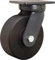 Hamilton - 8" Diam x 3" Wide x 10-1/2" OAH Top Plate Mount Swivel Caster - Nylon, 6,000 Lb Capacity, Precision Ball Bearing, 5-1/4 x 7-1/4" Plate - Americas Industrial Supply