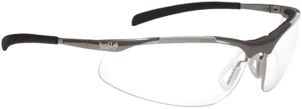bolle SAFETY - Clear Lenses, Framed Safety Glasses - Anti-Fog, Scratch Resistant, Silver Frame - Americas Industrial Supply