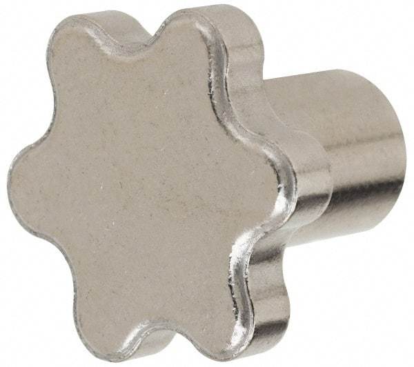 Made in USA - 2" Head Diam, 6 Point Scalloped Knob - Steel - Americas Industrial Supply