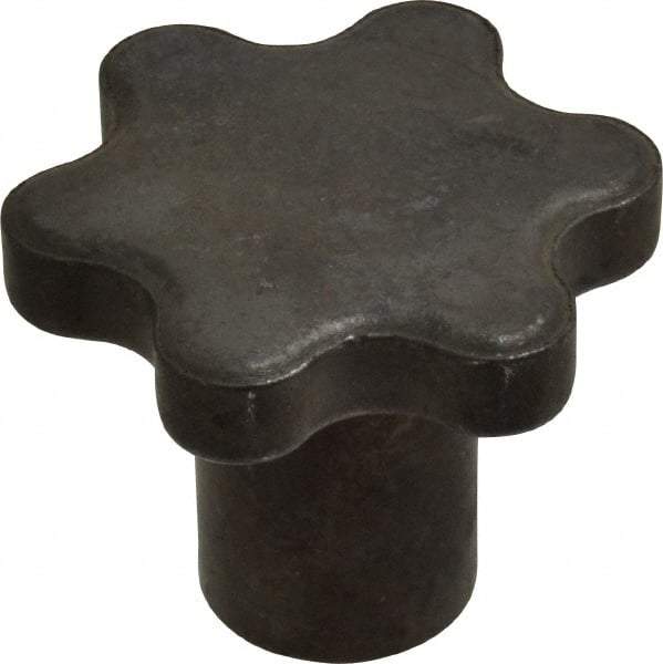 Made in USA - 2" Head Diam, 6 Point Scalloped Knob - 3/8-16 Hole, Steel - Americas Industrial Supply