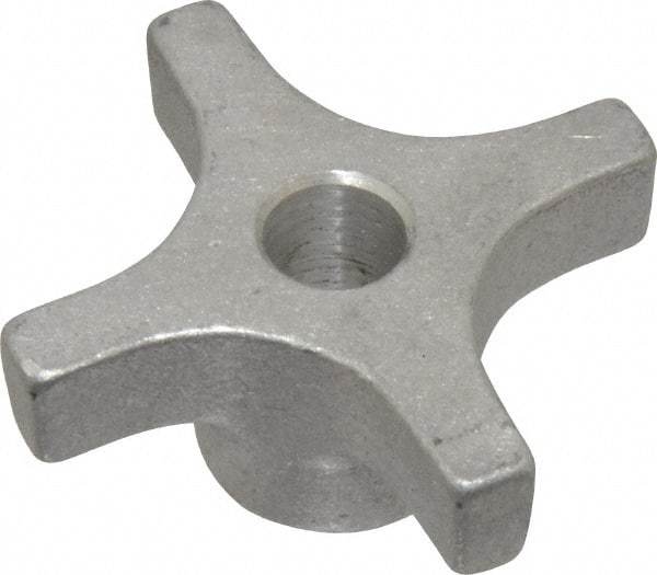 Made in USA - 2-1/2" Head Diam, 4 Point Lobed Knob - 1/2" Hole, Aluminum - Americas Industrial Supply