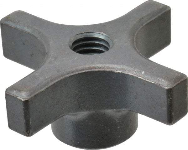 Made in USA - 2-1/2" Head Diam, 4 Point Lobed Knob - 1/2-13 Hole, Steel - Americas Industrial Supply