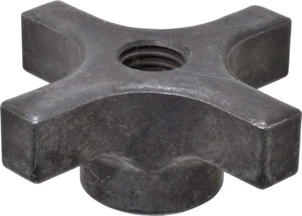 Made in USA - 3" Head Diam, 4 Point Lobed Knob - 5/8-11 Hole, Steel - Americas Industrial Supply