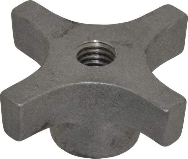 Made in USA - 2-1/2" Head Diam, 4 Point Lobed Knob - 1/2-13 Hole, Aluminum - Americas Industrial Supply