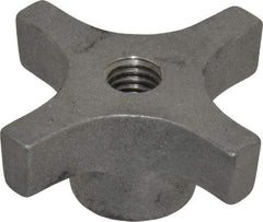 Made in USA - 2-1/2" Head Diam, 4 Point Lobed Knob - 1/2-13 Hole, Aluminum - Americas Industrial Supply