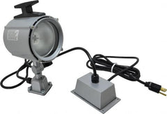 Electrix - 4 NEMA Rated, 12 VDC, 55 Watt, Spot Machine Light - Direct Mount, 9 Ft. Cord, 4-1/2 Inch Light Diameter, Remote Ballast, Gray - Americas Industrial Supply