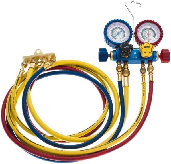 Imperial - 4 Valve Manifold Gauge - With 4 x 5' Hose - Americas Industrial Supply