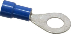 Made in USA - 16-14 AWG Fully Insulated Crimp Connection Circular Ring Terminal - 1/4" Stud, Copper Contact - Americas Industrial Supply