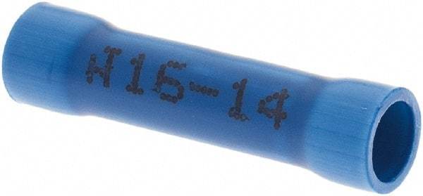 Made in USA - 16 to 14 AWG Compatible, Butt Splice Terminal - Blue - Americas Industrial Supply