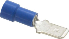 Made in USA - 16 to 14 AWG, Noninsulated, Male Wire Disconnect - 1/4 Inch Wide Tab, Blue - Americas Industrial Supply