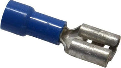 Made in USA - 16 to 14 AWG, Noninsulated, Female Wire Disconnect - 1/4 Inch Wide Tab, Blue - Americas Industrial Supply