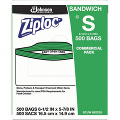 Ziploc - 500 Piece, 22 oz. Capacity, 6-1/2 Inch Long x 6 Inch Wide, Ziploc Sandwich Bag - 1.2 mil Thick, Rectangle Clear Plastic - Americas Industrial Supply