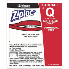 Ziploc - 500 Piece, 1 Quart Capacity, 8 Inch Long x 7 Inch Wide, Ziploc Storage Bag - 1.75 mil Thick, Rectangle Clear Plastic - Americas Industrial Supply