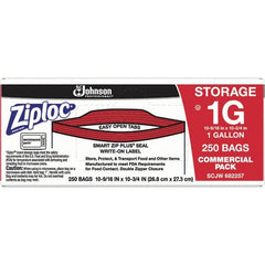 Ziploc - 250 Piece, 1 Gallon Capacity, 10-3/4 Inch High x 10-9/16 Inch Wide, Ziploc Storage Bag - 1.75 mil Thick, Rectangle Clear Plastic - Americas Industrial Supply