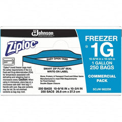 Ziploc - 250 Piece, 1 Gallon Capacity, 11 Inch Long x 10-1/2 Inch Wide, Ziploc Freezer Bag - 2.7 mil Thick, Rectangle Clear Plastic - Americas Industrial Supply