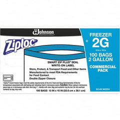 Ziploc - 100 Piece, 2 Gallon Capacity, 13 Inch Long x 15-1/2 Inch Wide, Ziploc Freezer Bag - 2.7 mil Thick, Rectangle Clear Plastic - Americas Industrial Supply