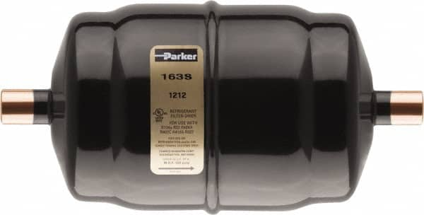 Parker - 5/8" Connection, 6.32" Long, Refrigeration Liquid Line Filter Dryer - 5.08" Cutout Length, 389/367 Drops Water Capacity - Americas Industrial Supply